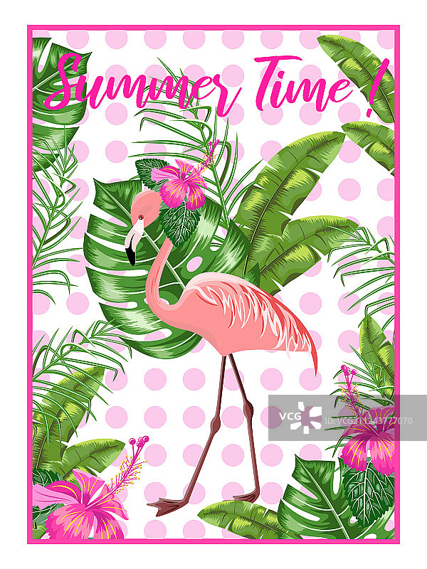 火烈鸟主题海滩派对邀请函模板图片素材