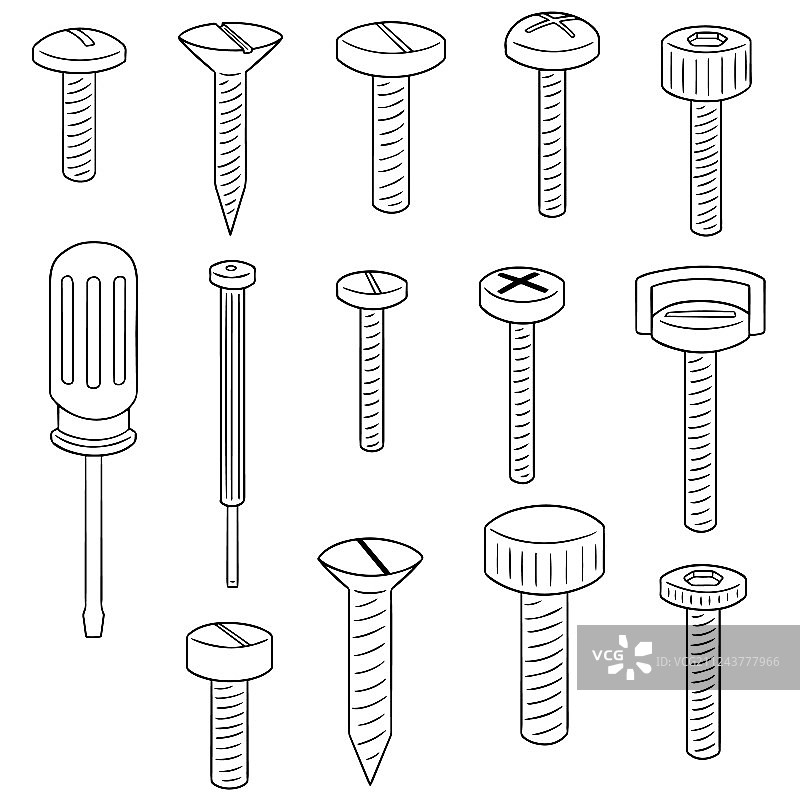 螺丝和螺丝刀合集图片素材