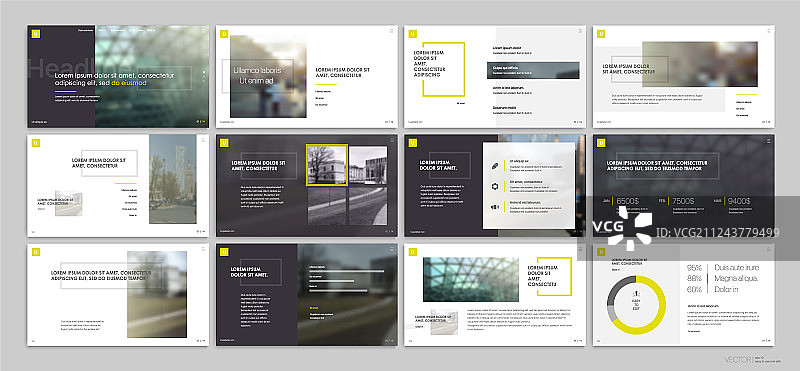 带有红色元素的演示模板图片素材