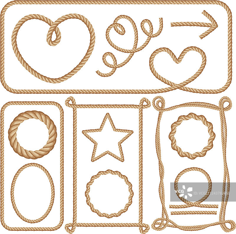 卡通绳索边框套装图片素材