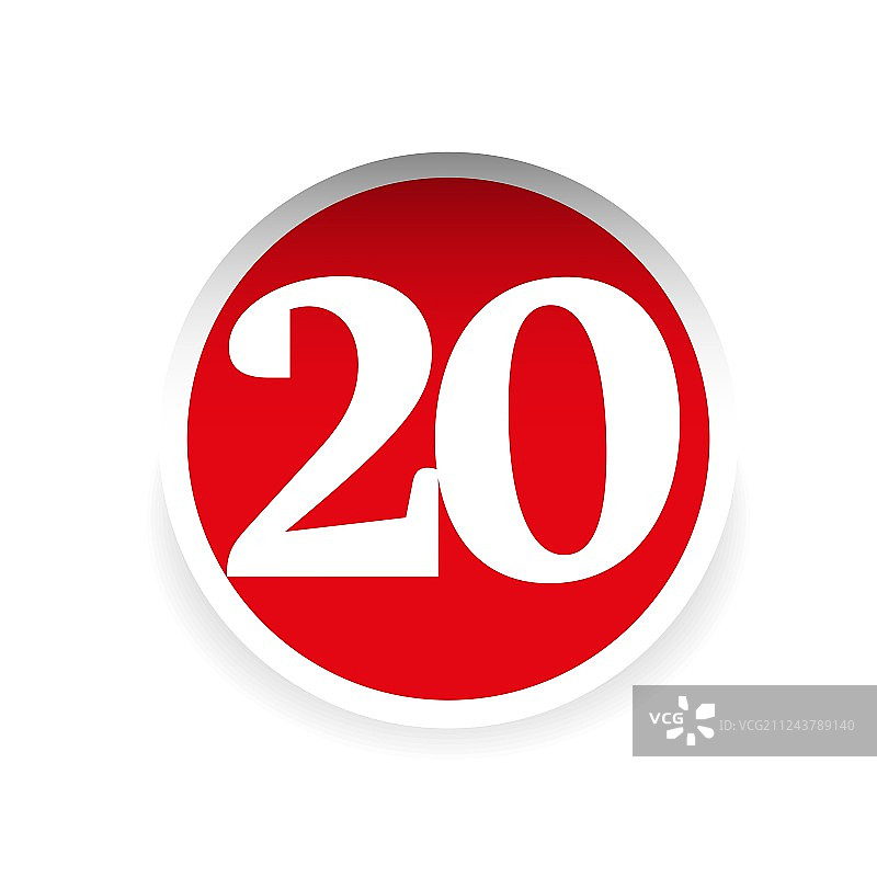 红色标签数字20图片素材