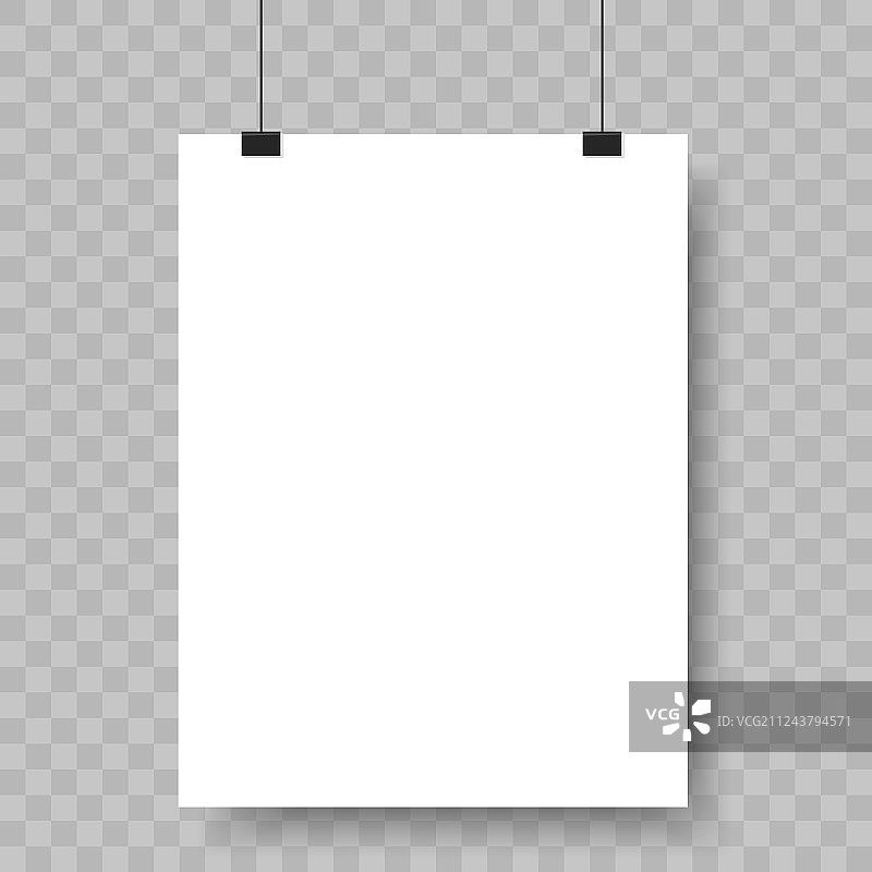 挂在活页夹上的空白纸张广告图片素材