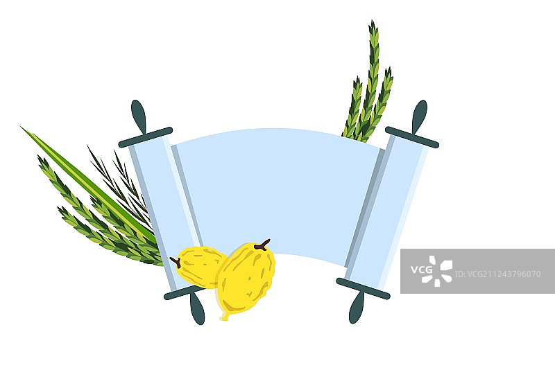 犹太节日住棚节妥拉，配棕榈枝和香橼图片素材