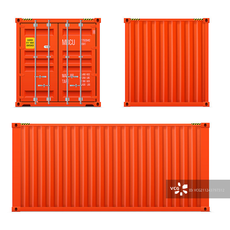 逼真的鲜红色货运集装箱素材图片素材