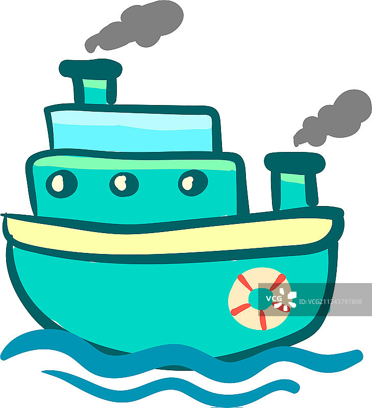 蓝色三层蒸汽船图片素材