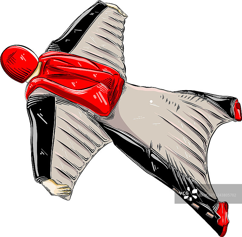 彩色手绘素描翼装图片素材