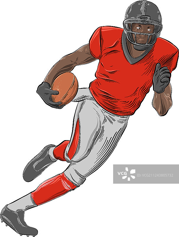 手绘素描：美式橄榄球运动员图片素材