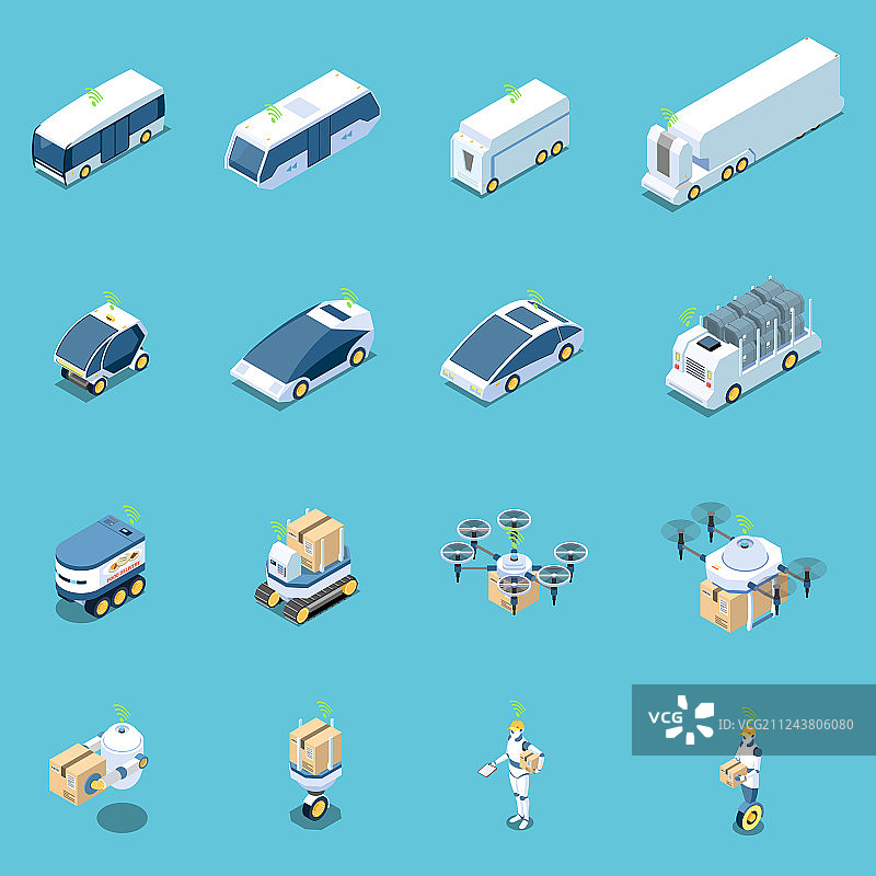 无人驾驶车辆图标合集图片素材