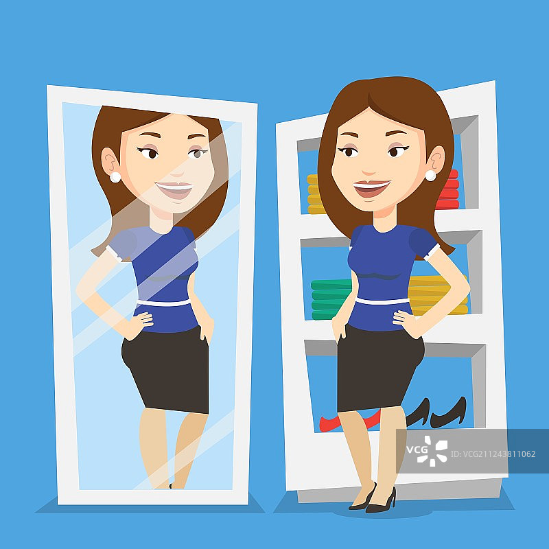 在更衣室试穿衣服的女人图片素材