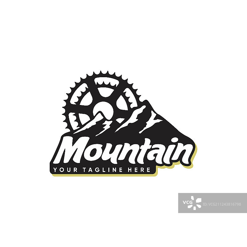 山脉和自行车标志设计图片素材