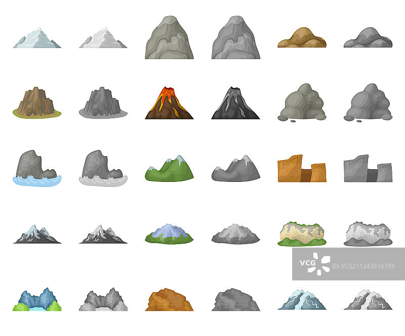 卡通单色山峰图标合集图片素材