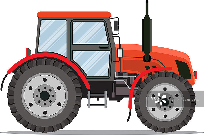 白色背景上的扁平拖拉机图片素材