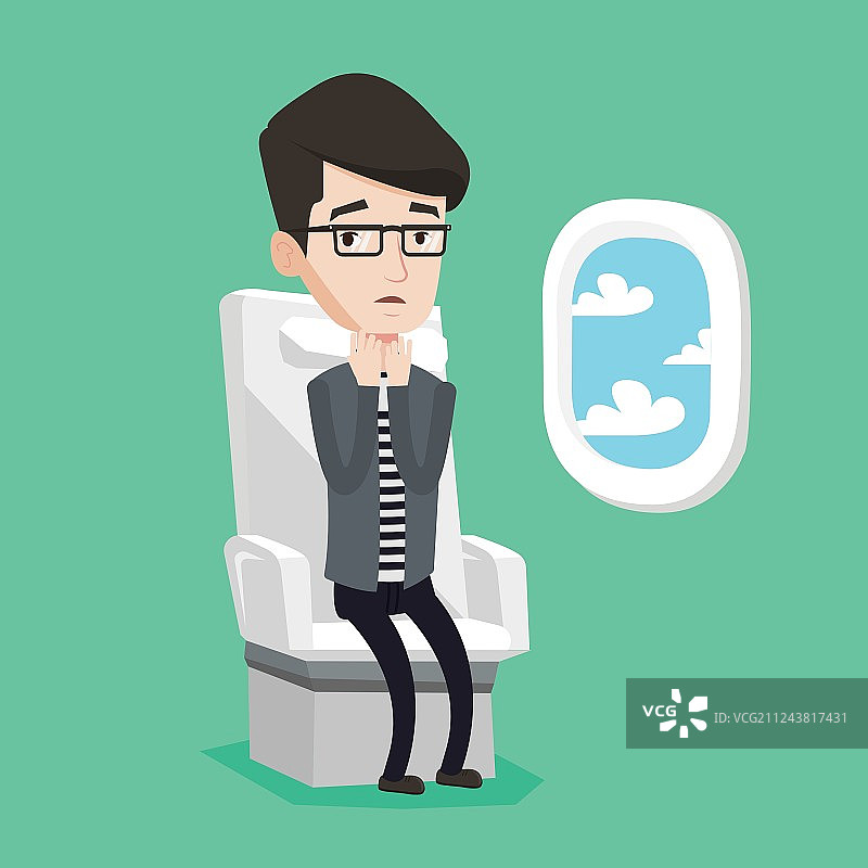 患有飞行恐惧症的年轻男人图片素材