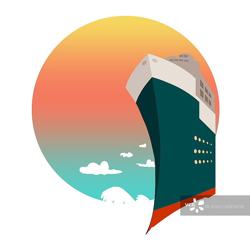 日落时分的大型远洋邮轮图片素材