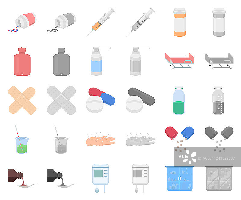 医药治疗卡通单色图标图片素材