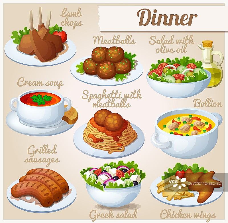 晚餐食品图标合集图片素材