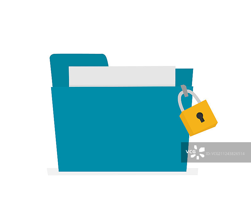 扁平风格文件夹锁定图标图片素材