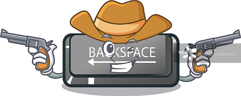 牛仔按钮退格键吉祥物图片素材