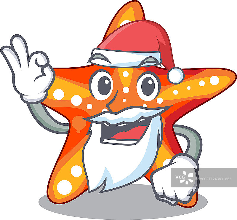 海底世界中的圣诞老人与海星吉祥物图片素材