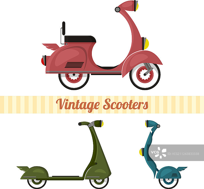 复古风格滑板车合集图片素材