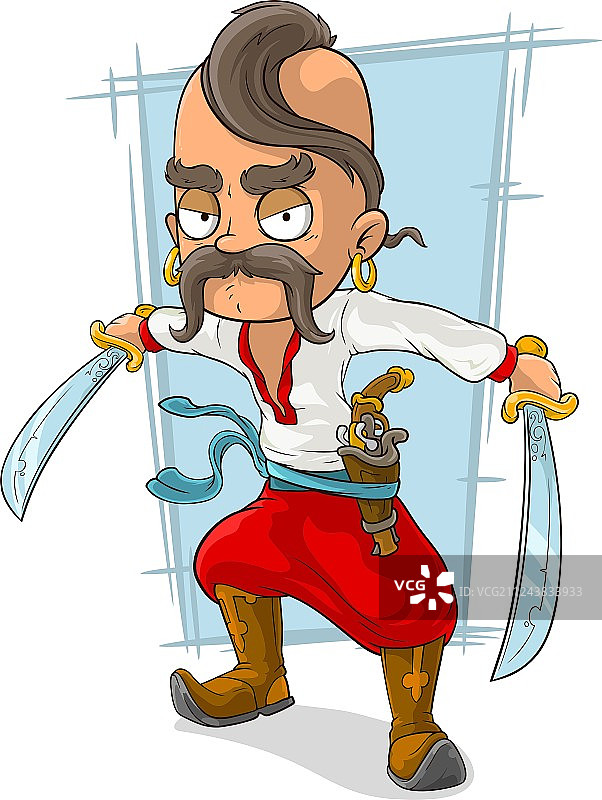 带剑的卡通哥萨克人图片素材