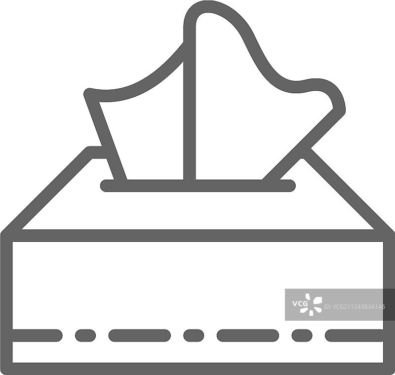 盒装纸巾线条图标，白色背景图片素材