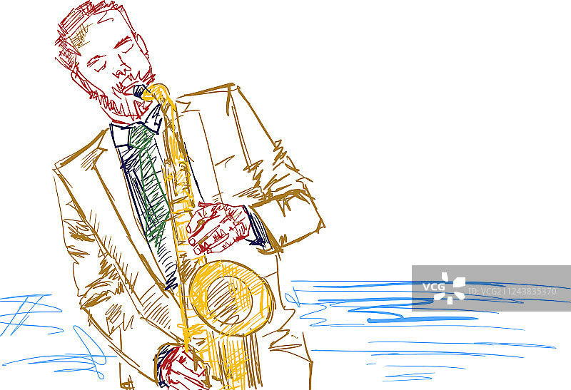 萨克斯管演奏者剪影图片素材