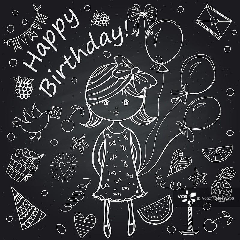女孩生日黑板图片素材