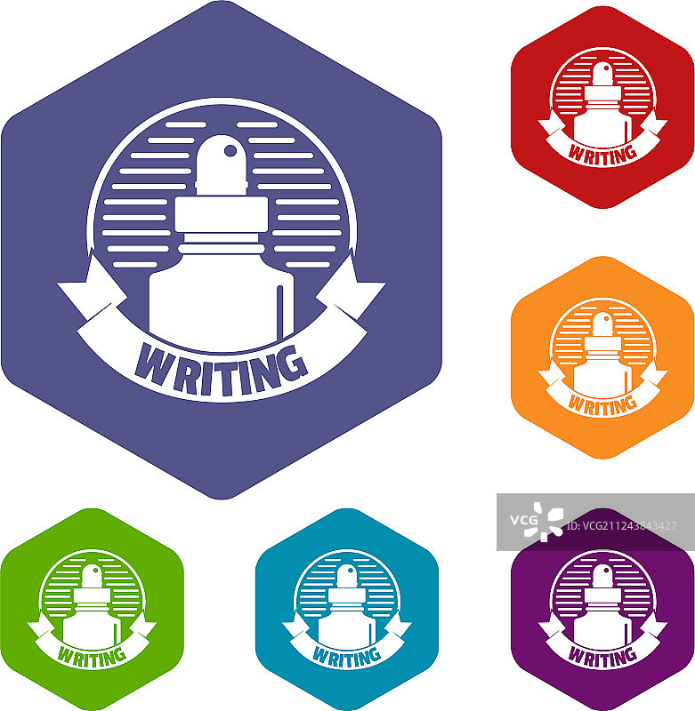 笔用墨水六面体图标图片素材