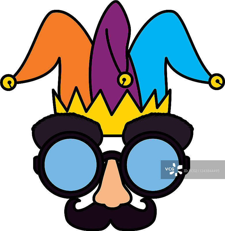 愚人节面具眼镜和小丑帽图片素材