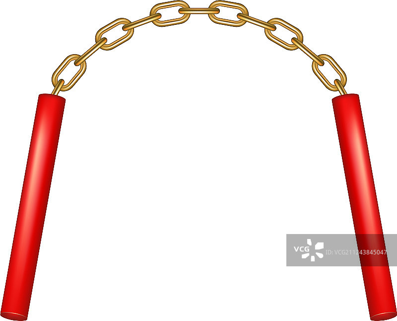 金色链条连接的双截棍图片素材