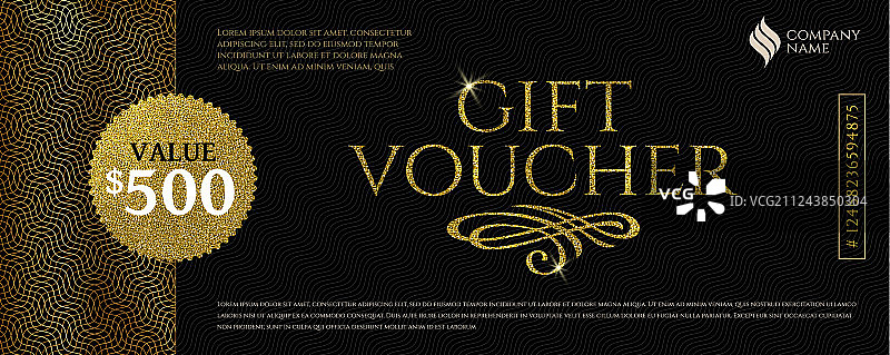 带闪光金元素的礼品券模板图片素材