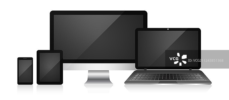 白色背景上的响应式网页设计设备图片素材