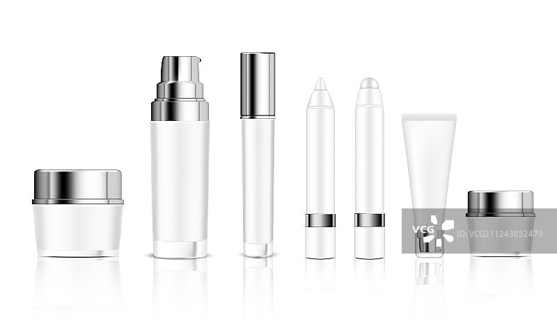 逼真白色化妆品罐子样机图片素材