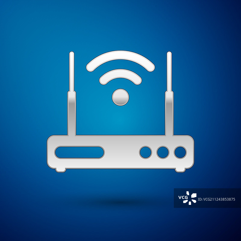 银色路由器和Wi-Fi信号图标图片素材