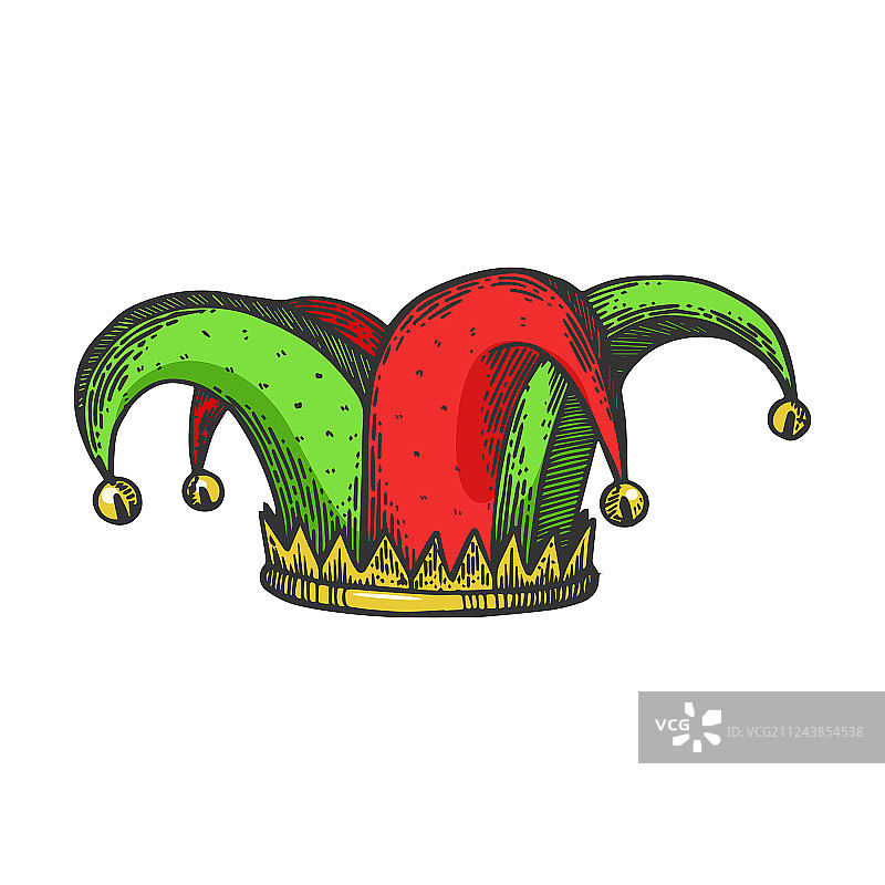 小丑帽彩色素描雕刻图片素材