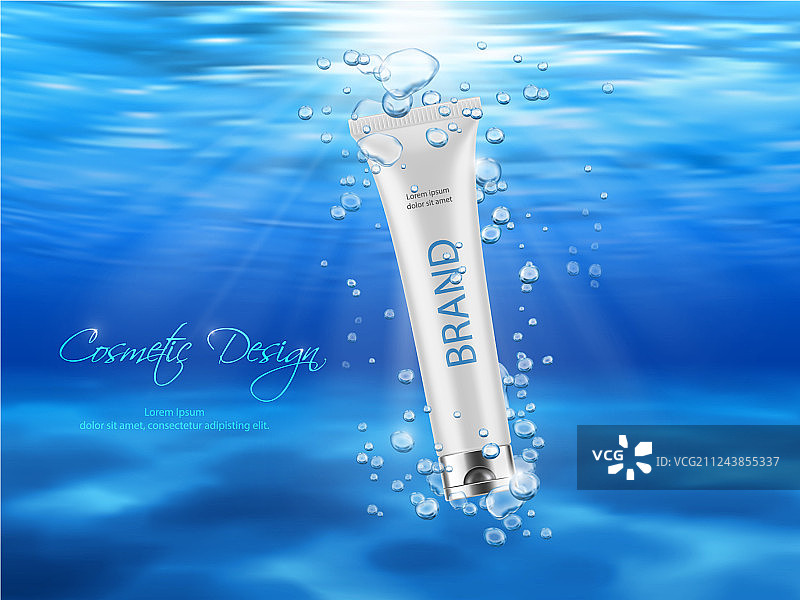 带气泡的水下护肤品软管图片素材