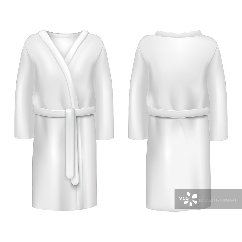 逼真3D精细白色空白浴袍图片素材