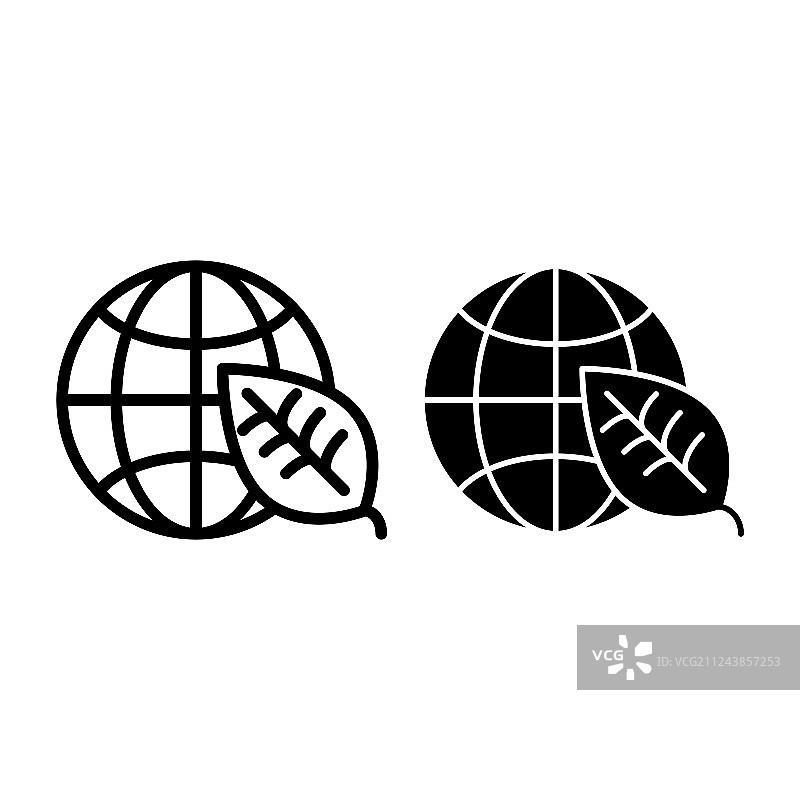 地球与树叶线条标志生态星球图片素材