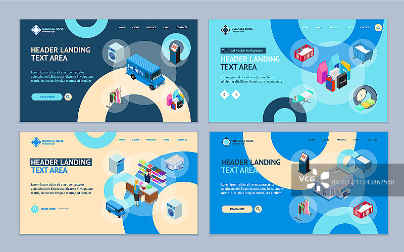 洗衣概念落地网页模板3D图片素材