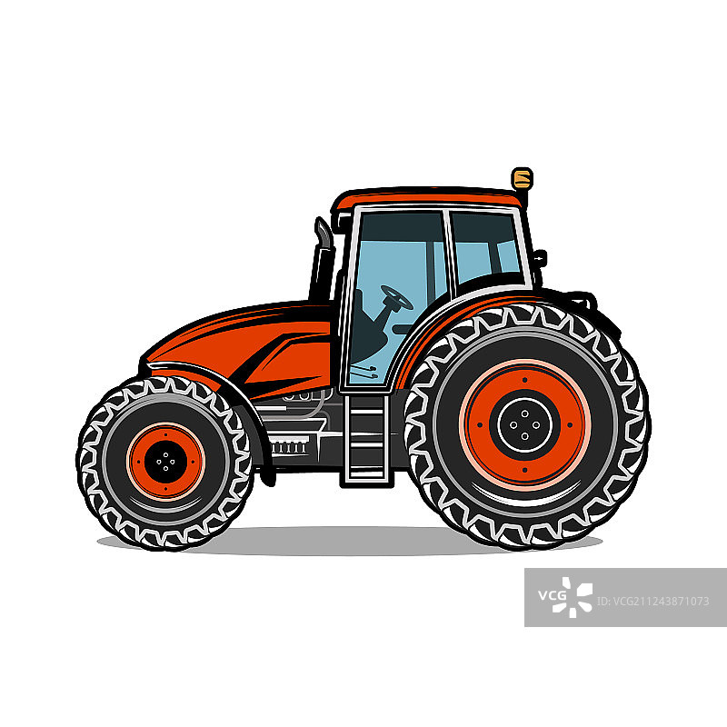 白色背景上的黑色拖拉机图片素材