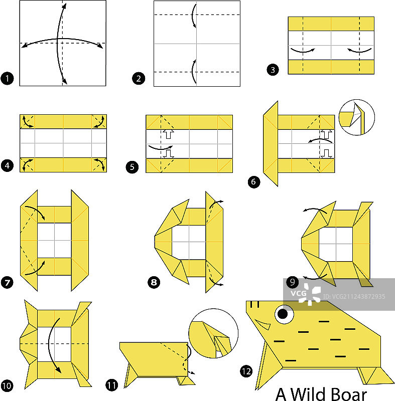 一步一步地指导如何制作折纸图片素材