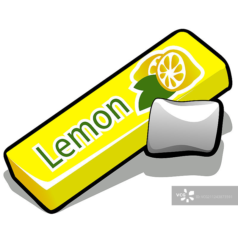 白色背景上柠檬味口香糖图片素材