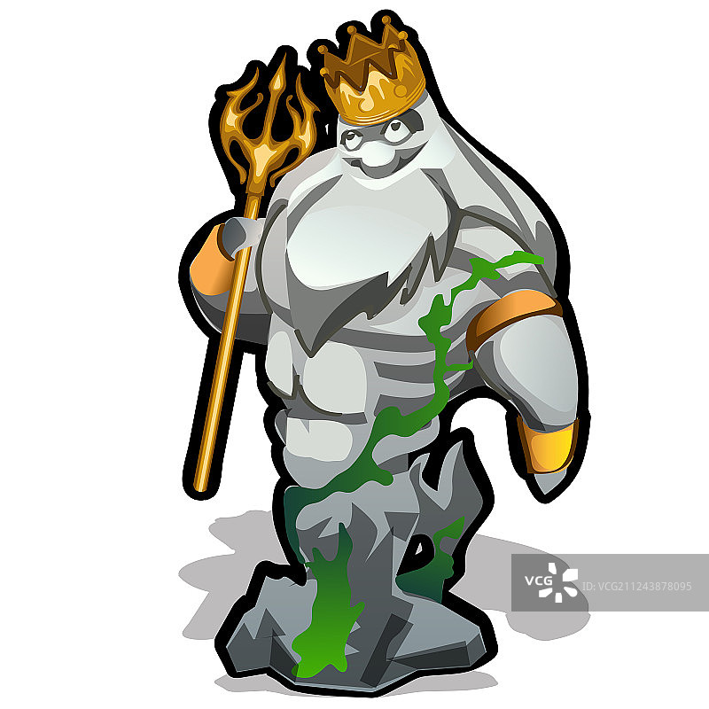 手持金色三叉戟的波塞冬石雕图片素材