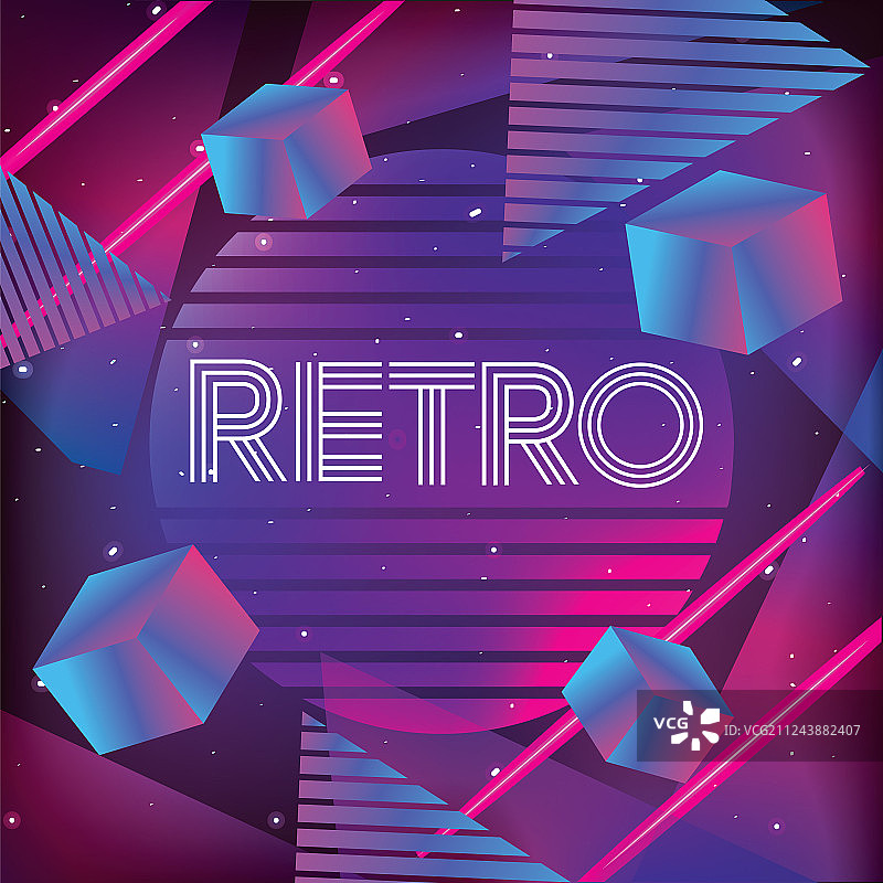 霓虹几何纹理和复古风图片素材