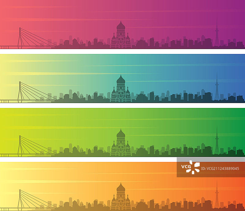 哈尔滨渐变色天际线banner图片素材