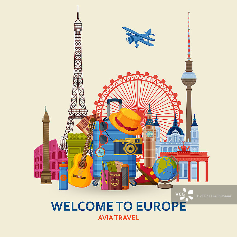欧洲旅行概念著名地标图片素材