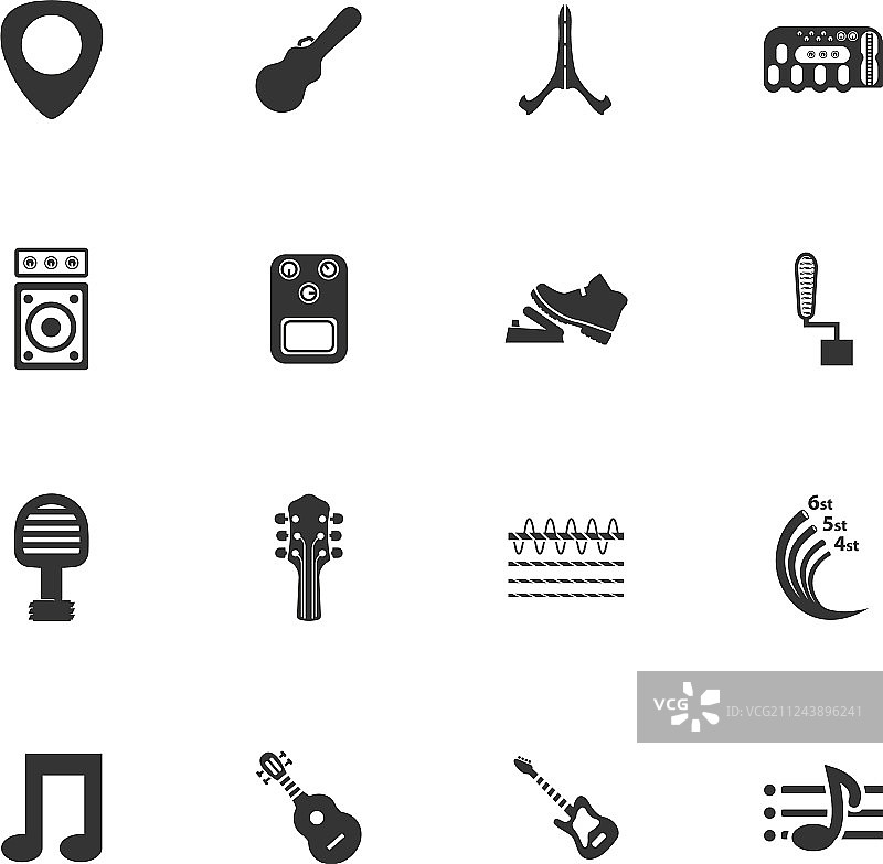 吉他及配件图标集图片素材