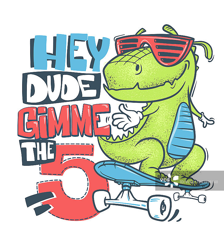 滑板恐龙城市T恤印花设计图片素材