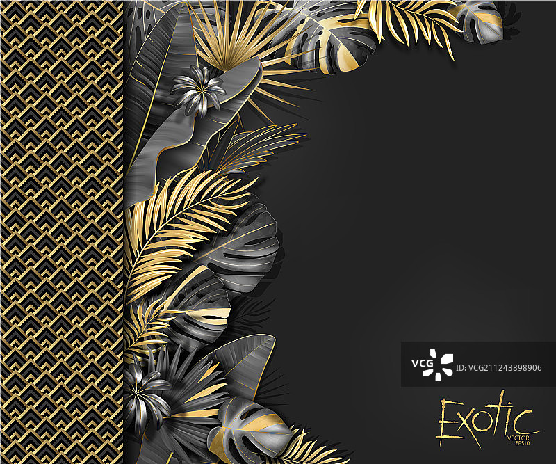 金色黑色异域热带banner图片素材